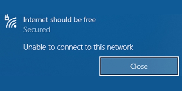 Unable to connect to the network
