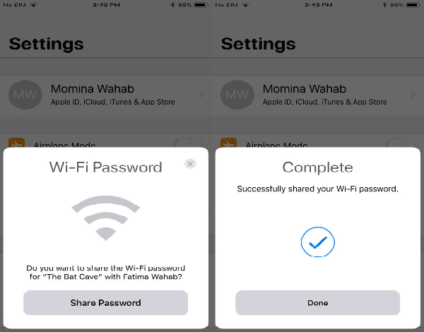 How to share WIFI passwords from iPhone to iPhone?