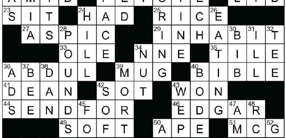 Rescued, as a Pet Crossword Clue NYT