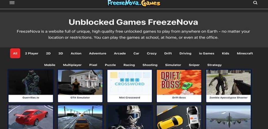 List of best-unblocked games freezenova
