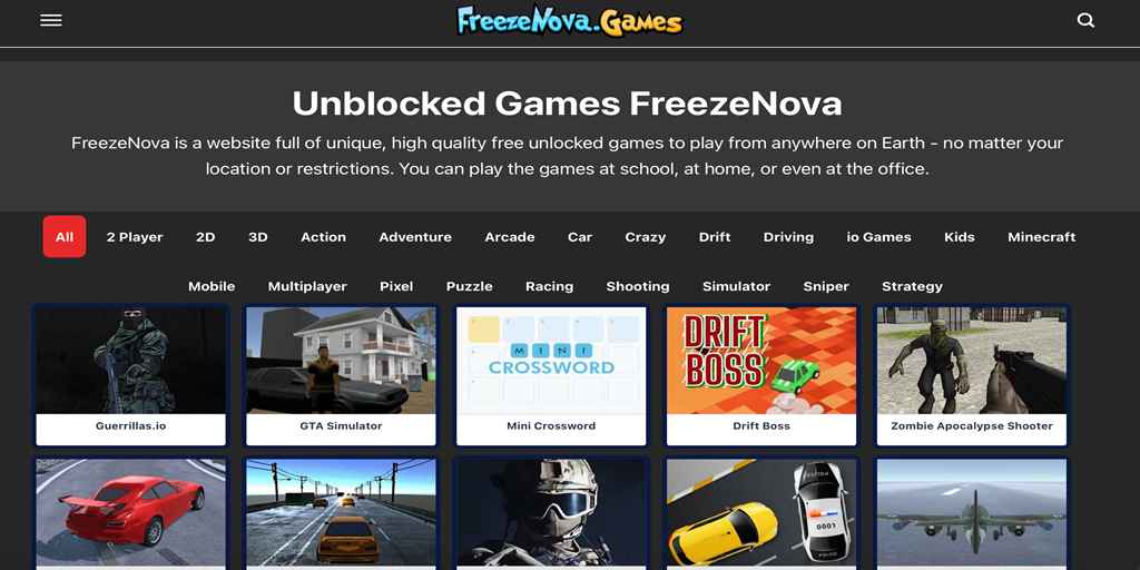 Play the best unblocked games on FreezeNova (FreezeNova Games Live